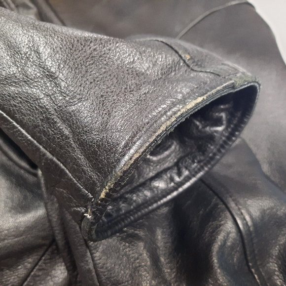 ‼️SOLD‼️ Vintage 1996 Camel Black Leather Jacket Size XL 90s Tobacco Motorcycle - Picture 10 of 14